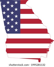 Simple Flat US Flag Map Of The Federal State Of Georgia, USA