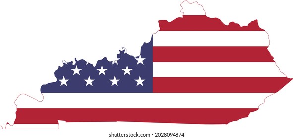 Simple flat US flag map of the Federal State of Kentucky, USA