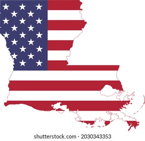 Simple flat US flag map of the Federal State of Louisiana, USA