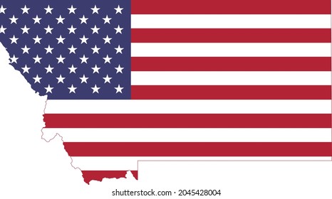 Simple flat US flag map of the Federal State of Montana, USA