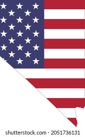 Simple flat US flag map of the Federal State of Nevada, USA