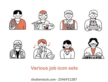 Simple and Flat Various Occupations Icon Set