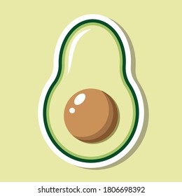 Simple flat vector avocado with shadow