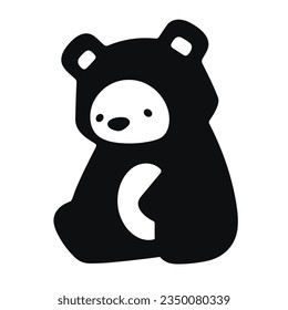 Simple Flat Vector Bear Black and White Logo Mascot