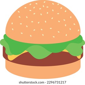 Simple flat vector burger with sesame