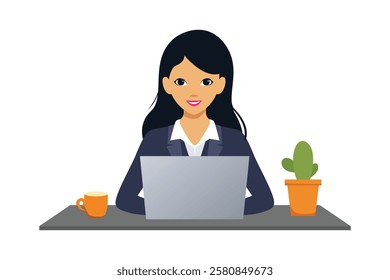 simple flat vector a Bussineswoman on white background