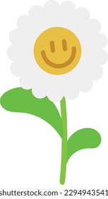 Simple flat vector cartoon flower