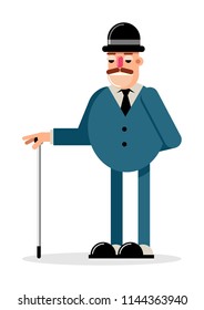 Simple flat vector of a cartoon gentleman 