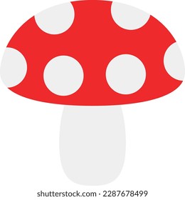 Simple flat vector cartoon mushroom