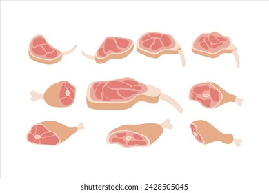 simple flat vector cut of meat