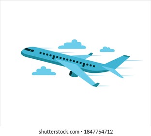 simple flat vector design of airplane flying climb up in the sky illustration