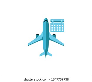 simple flat vector design of airplane flight schedule activity calendar illustration