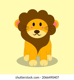 a simple flat vector design of a lion. can be used for fairy tale books, story books, etc