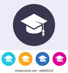 Simple flat vector education icon graduation cap sign