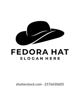 Simple Flat vector fedora hat icon symbol.