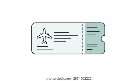 A simple flat vector icon of a generic airplane boarding pass