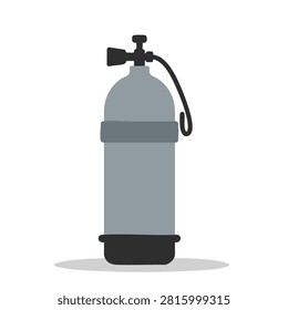 A simple flat vector icon of a grey scuba diving cylinder or oxygen tank for underwater exploration activities