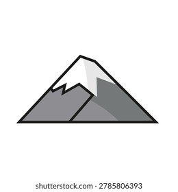 A simple flat vector icon of a snow capped mountain peak isolated on a plain background in a minimalist graphic style.