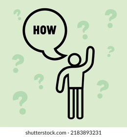 Simple flat vector icon of  Symbol man asking how