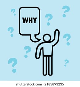 Simple flat vector icon of Symbol man asking why