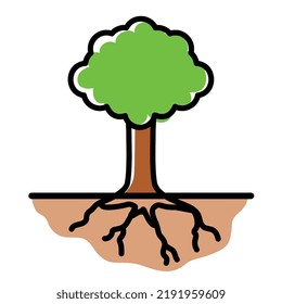 Simple flat vector icon of a tree, reforestation, ecology, save the earth