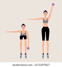 Simple flat vector illustration of beautiful woman workout