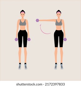 Simple flat vector illustration of beautiful woman workout