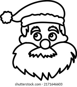 Simple Flat Vector Illustration Black Unpainted Outline Head
Santa Claus Isolated On White Background
