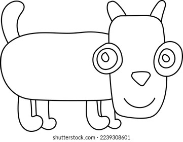 simple flat vector illustration of a black outline of a cat character