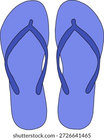 Ilustración vectorial plana simple de chanclas azules aisladas sobre fondo blanco