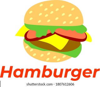 Simple Flat Vector Illustration of Burger. Hamburger Vector Illustration. Beefburger Vector Illustration. Suitable for Restaurant Background or Graphic Asset. Fast Food Illustration.