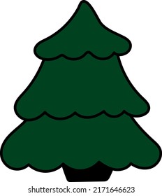 simple flat vector illustration of a Christmas tree isolated on a white background