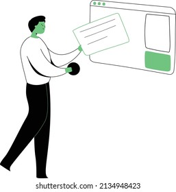 Simple flat vector illustration concept of website and app design and development. Creative flat design for web banner, marketing material, business presentation, online advertising.