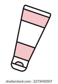 Simple flat vector illustration of cream tube. Facial scrub. Cosmetical tools.