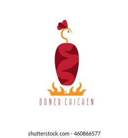 simple flat vector illustration of doner chicken kebab