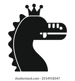 Simple flat vector illustration of a friendly king dragon mascot logo icon design wearing a crown