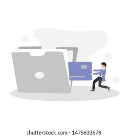 simple flat vector illustration get  money deposit and withdrawal. Payment using credit card. Flat icon set for web and landing page