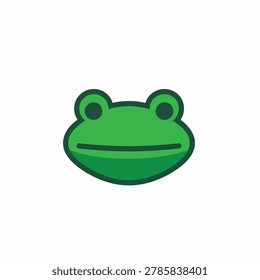 A simple flat vector illustration of a green frog head isolated on a white background with a clean outline.