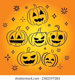 Simple flat vector illustration of Halloween carved pumpkin