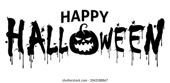 Simple flat vector illustration of Happy Halloween text for banner and title