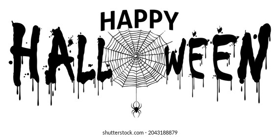 Simple ilustración vectorial plana de texto de Halloween Feliz para banner y título