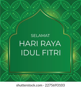 Simple flat vector illustration of Hari Raya Idul Fitri Greeting Card