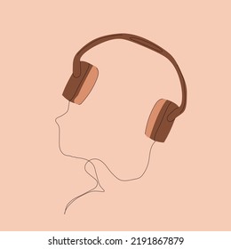 Ilustración vectorial simple y plana de audífonos aislados en el fondo