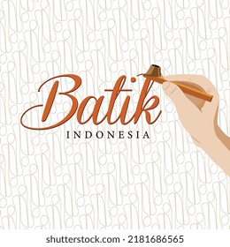 Simple flat vector illustration of Indonesian Batik with wax canting