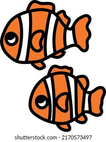 simple flat vector illustration isolated flat two orange fish on a white background