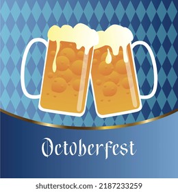 Simple flat vector illustration of Octoberfest celebration, glass of beer