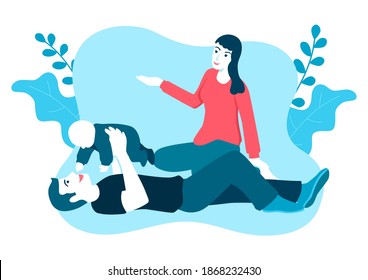 Simple flat vector illustration of parents playing with their baby