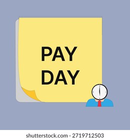 Ilustración vectorial simple de una nota recordatoria de día de pago que representa los horarios de salarios, la planificación de nóminas y la organización financiera.