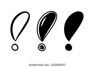 Simple flat vector illustration of punctuation exclamation mark symbol isolated on white background, doodle hand drawn icon set.