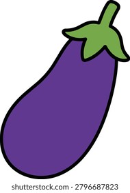 Simple flat vector illustration of a purple eggplant with a green calyx.
The recognizable shape makes it ideal for food, agriculture, and cooking themes.
Suitable for healthy eating, seasonal produce, recipes, and vegetable-related content.